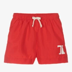 The Animals Observatory Boys Red Logo Swim Shorts