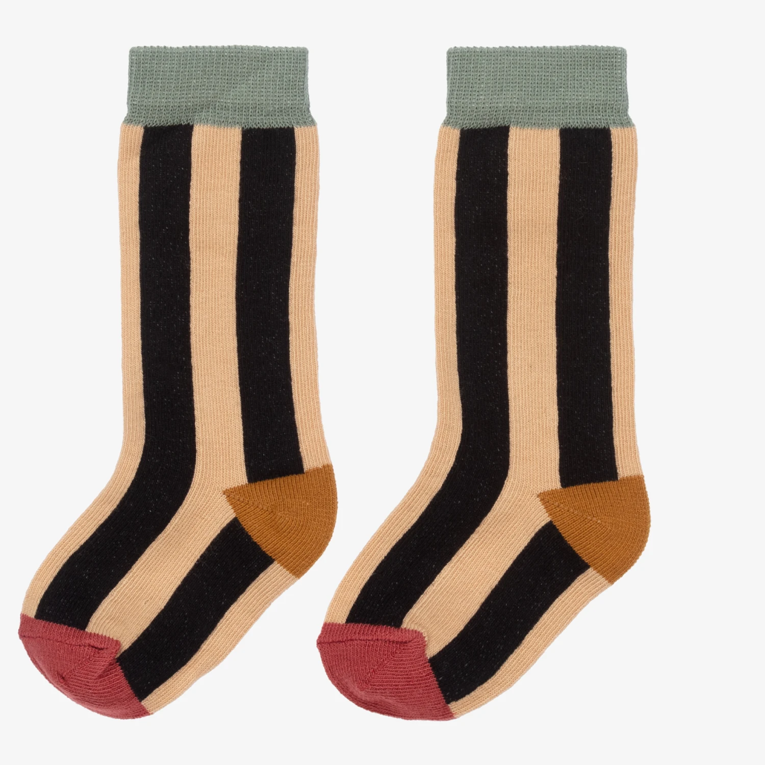 Turtledove London Beige & Black Striped Cotton Socks 2 Turtledove London Beige & Black Striped Cotton Socks - Image 2