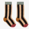 Turtledove London Beige & Black Striped Cotton Socks