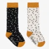 Turtledove London Ivory & Black Cotton Socks