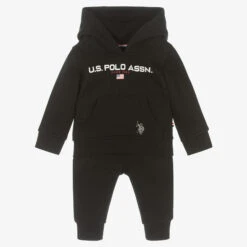 U.S. Polo Assn. Boys Black Hooded Tracksuit