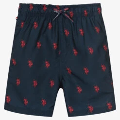 The Little Outfit Sales Store 26 U.S. Polo Assn. Boys Blue Logo Swim Shorts