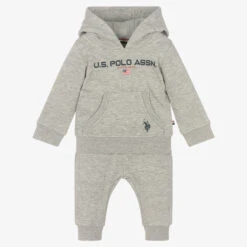 U.S. Polo Assn. Boys Grey Hooded Tracksuit
