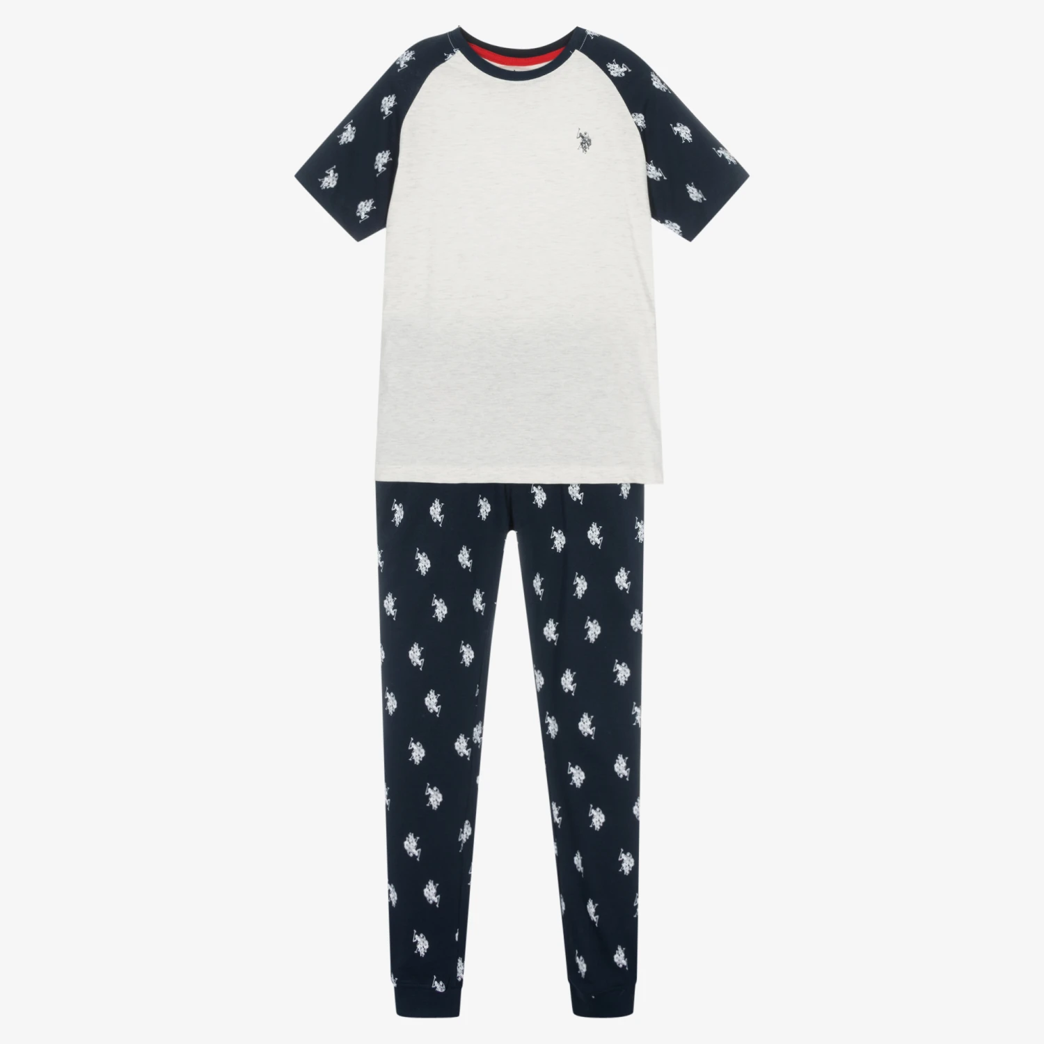 U.S. Polo Assn. Boys Ivory & Blue Cotton Trouser Set 1 U.S. Polo Assn. Boys Ivory & Blue Cotton Trouser Set