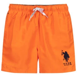 U.S. Polo Assn. Boys Orange Logo Swim Shorts