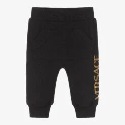 Versace Black Cotton Logo Joggers
