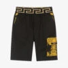 Versace Boys Black & Gold Cotton Barocco Shorts
