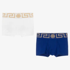 Versace White & Blue Boxers (2 Pack)