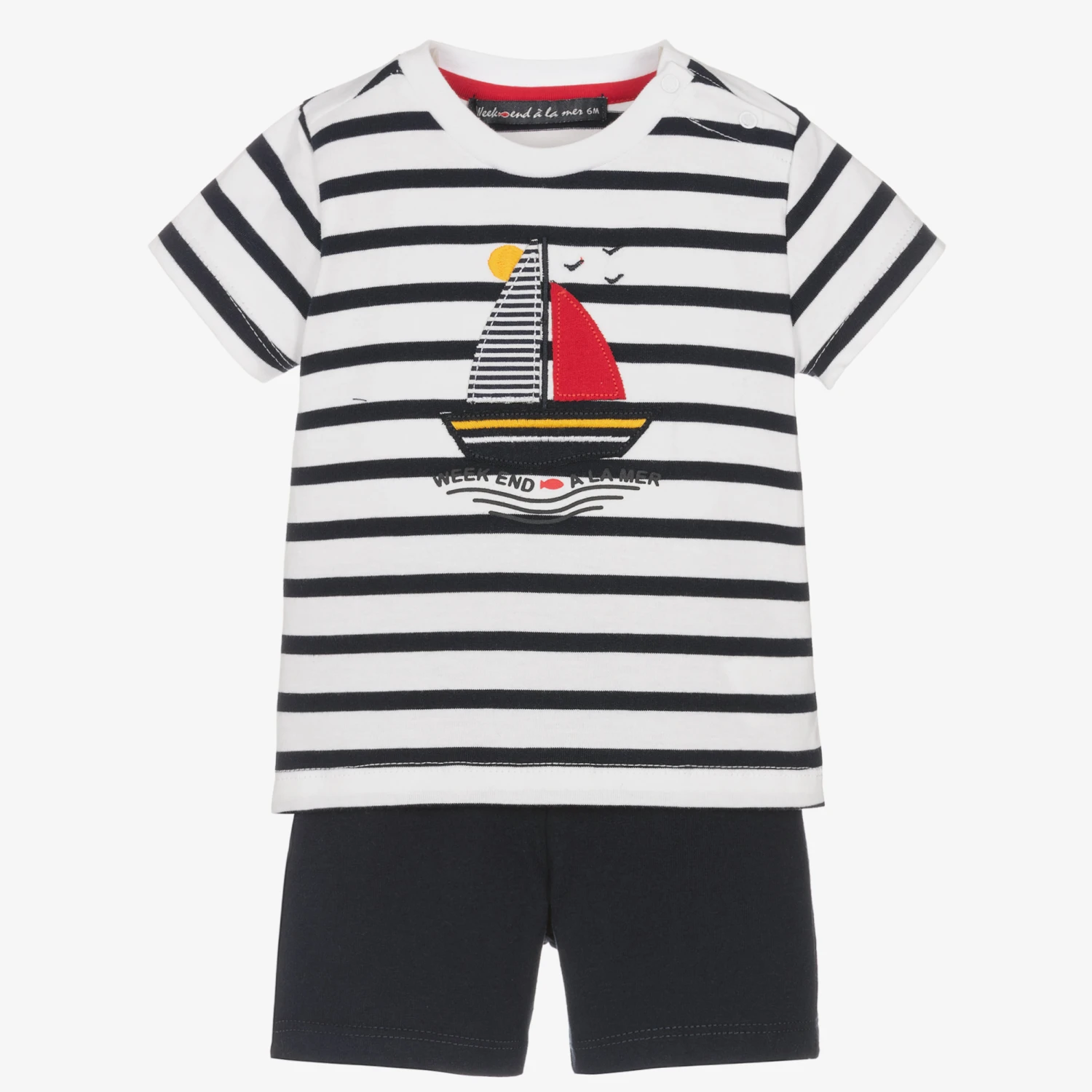 Week-end à La Mer Boys White Breton Stripe Shorts Set 1 Week-end à La Mer Boys White Breton Stripe Shorts Set