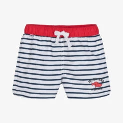 Week-end à La Mer Boys White Breton Stripe Swim Shorts